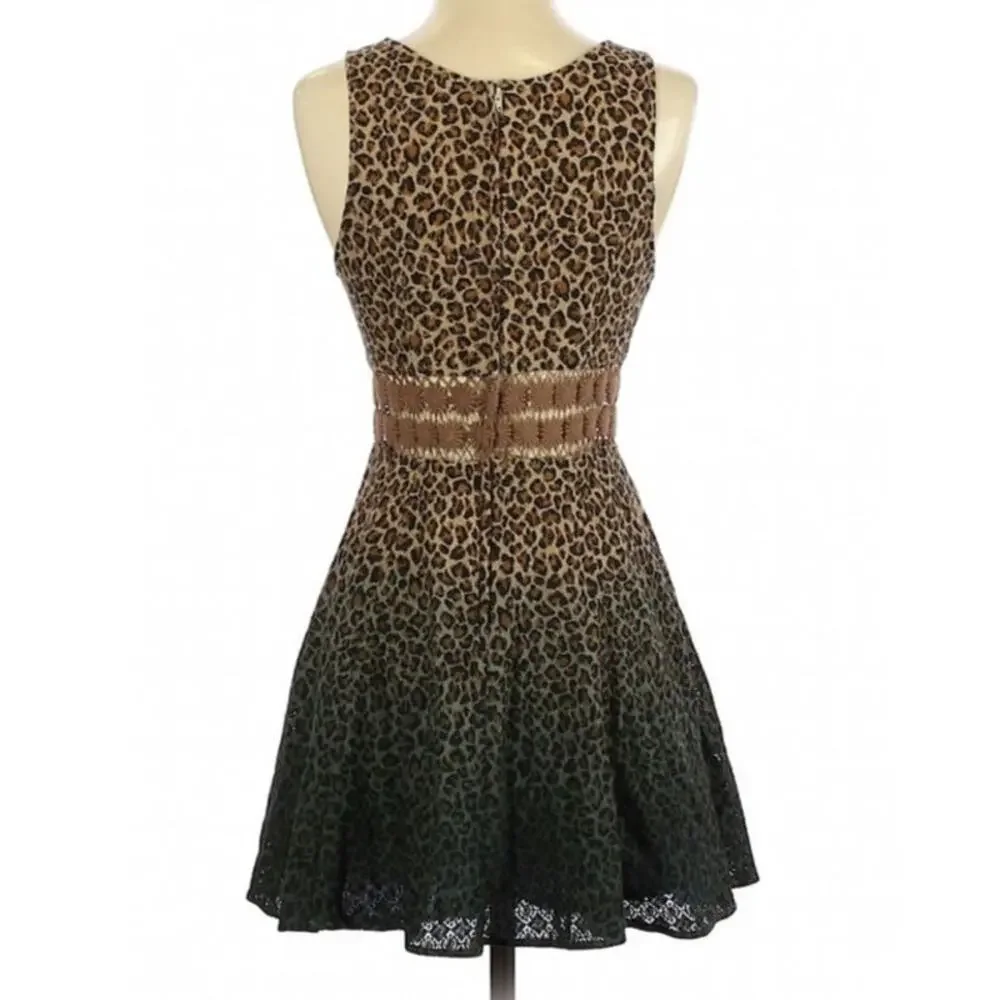 Free People Ombre Leopard Cheetah Size 2 Mini Dress - Picture 2 of 4